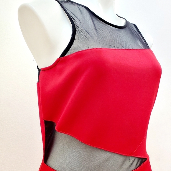 Bongo Red Sleeveless Dress with Mesh Inserts Size XL - Picture 6 of 10